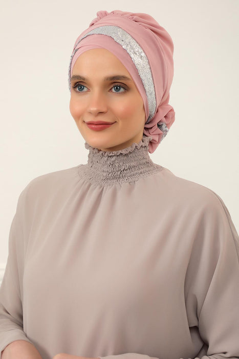 Pailletten Spezielles Design Instant Chiffon Turban Head Wrap Multicolor Pailletten Stilvolles Design Glitter Chiffon Instant Turban,HT-47P,HT-47P