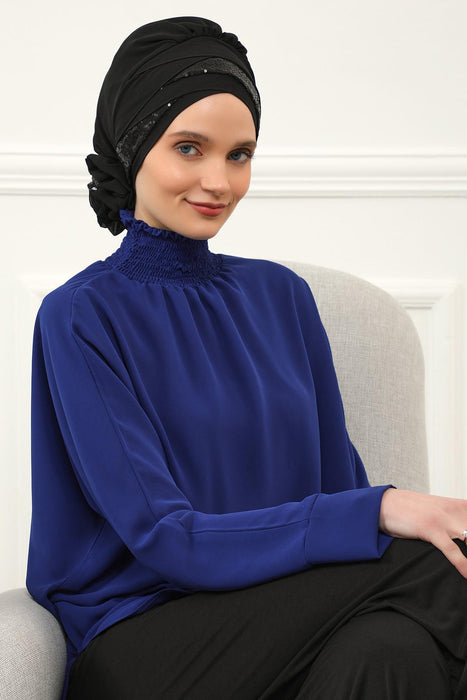 Pailletten Spezielles Design Instant Chiffon Turban Head Wrap Multicolor Pailletten Stilvolles Design Glitter Chiffon Instant Turban,HT-47P,HT-47P
