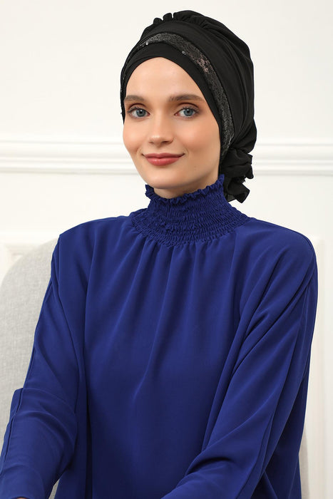 Pailletten Spezielles Design Instant Chiffon Turban Head Wrap Multicolor Pailletten Stilvolles Design Glitter Chiffon Instant Turban,HT-47P,HT-47P