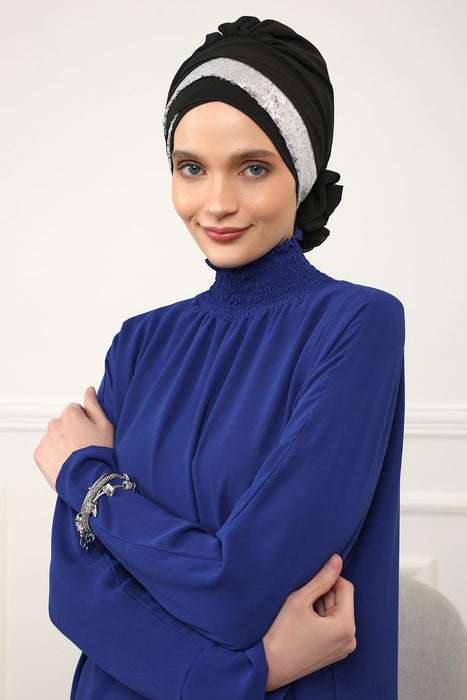 Pailletten Spezielles Design Instant Chiffon Turban Head Wrap Multicolor Pailletten Stilvolles Design Glitter Chiffon Instant Turban,HT-47P,HT-47P