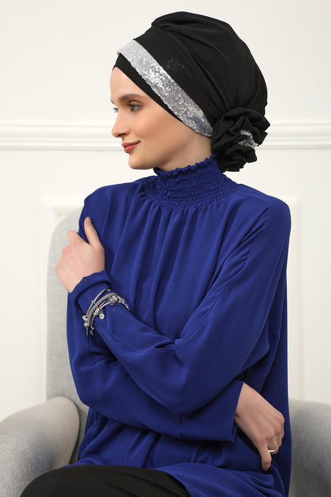 Pailletten Spezielles Design Instant Chiffon Turban Head Wrap Multicolor Pailletten Stilvolles Design Glitter Chiffon Instant Turban,HT-47P,HT-47P
