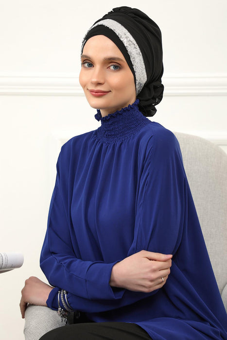 Pailletten Spezielles Design Instant Chiffon Turban Head Wrap Multicolor Pailletten Stilvolles Design Glitter Chiffon Instant Turban,HT-47P,HT-47P