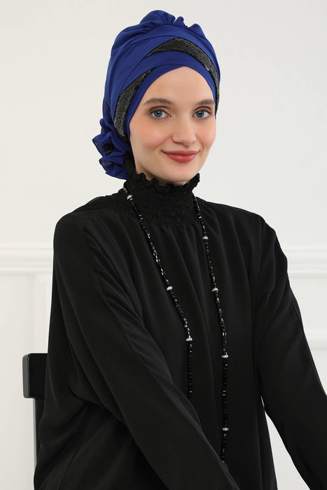 Pailletten Spezielles Design Instant Chiffon Turban Head Wrap Multicolor Pailletten Stilvolles Design Glitter Chiffon Instant Turban,HT-47P,HT-47P
