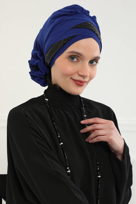 Pailletten Spezielles Design Instant Chiffon Turban Head Wrap Multicolor Pailletten Stilvolles Design Glitter Chiffon Instant Turban,HT-47P,HT-47P