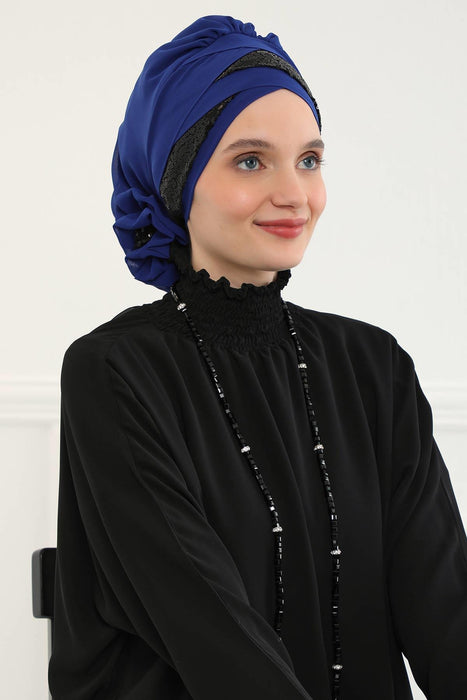 Pailletten Spezielles Design Instant Chiffon Turban Head Wrap Multicolor Pailletten Stilvolles Design Glitter Chiffon Instant Turban,HT-47P,HT-47P