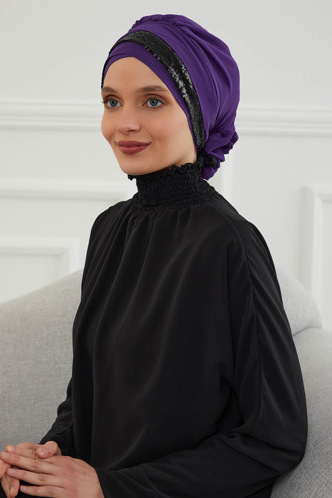 Pailletten Spezielles Design Instant Chiffon Turban Head Wrap Multicolor Pailletten Stilvolles Design Glitter Chiffon Instant Turban,HT-47P,HT-47P