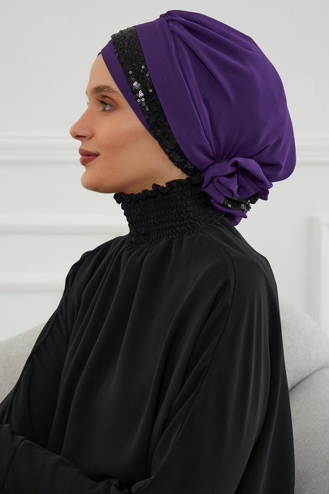 Pailletten Spezielles Design Instant Chiffon Turban Head Wrap Multicolor Pailletten Stilvolles Design Glitter Chiffon Instant Turban,HT-47P,HT-47P