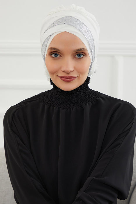 Pailletten Spezielles Design Instant Chiffon Turban Head Wrap Multicolor Pailletten Stilvolles Design Glitter Chiffon Instant Turban,HT-47P,HT-47P