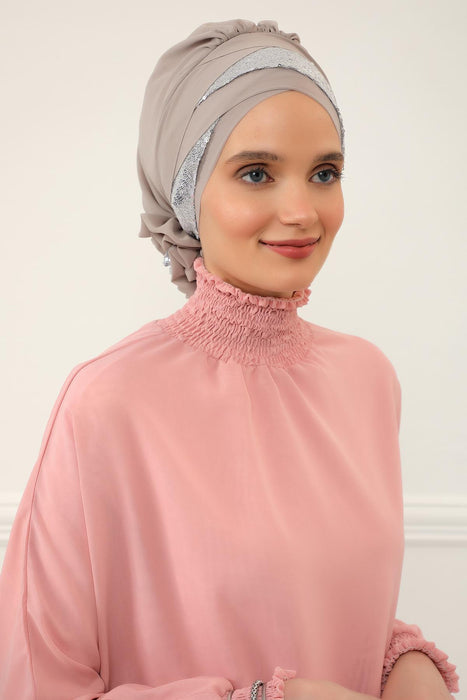 Pailletten Spezielles Design Instant Chiffon Turban Head Wrap Multicolor Pailletten Stilvolles Design Glitter Chiffon Instant Turban,HT-47P,HT-47P