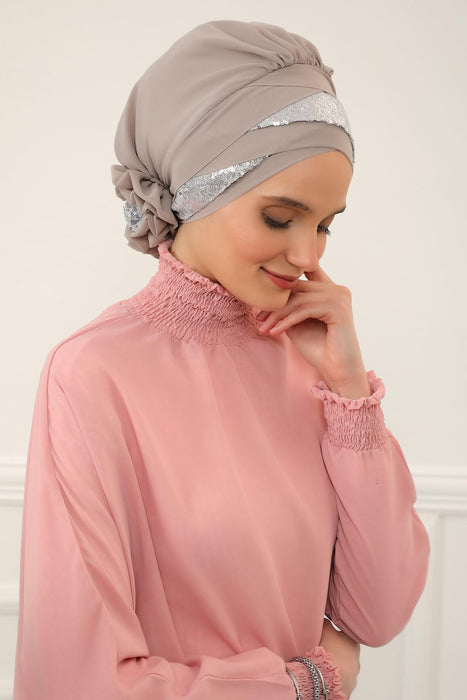 Pailletten Spezielles Design Instant Chiffon Turban Head Wrap Multicolor Pailletten Stilvolles Design Glitter Chiffon Instant Turban,HT-47P,HT-47P