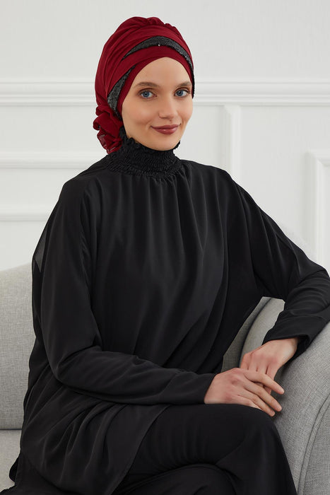 Pailletten Spezielles Design Instant Chiffon Turban Head Wrap Multicolor Pailletten Stilvolles Design Glitter Chiffon Instant Turban,HT-47P,HT-47P
