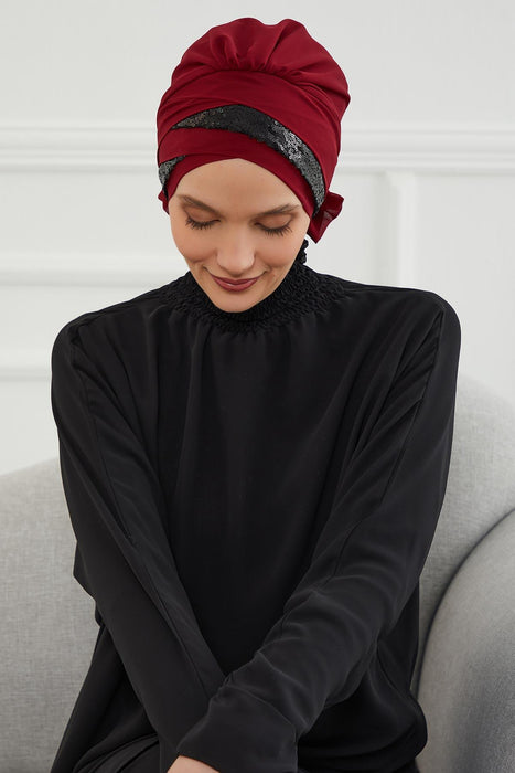 Pailletten Spezielles Design Instant Chiffon Turban Head Wrap Multicolor Pailletten Stilvolles Design Glitter Chiffon Instant Turban,HT-47P,HT-47P