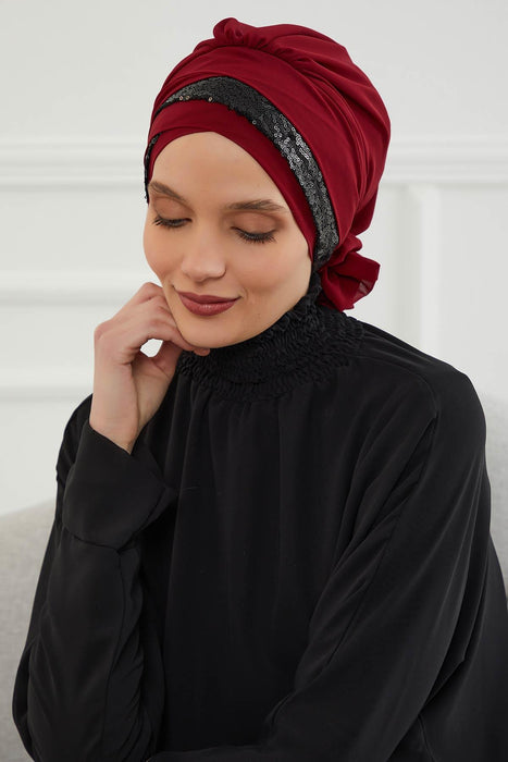 Pailletten Spezielles Design Instant Chiffon Turban Head Wrap Multicolor Pailletten Stilvolles Design Glitter Chiffon Instant Turban,HT-47P,HT-47P
