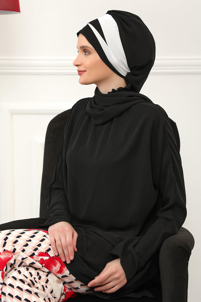 وشاح شيفون خفيف الوزن متعدد الألوان من لونين لأغطية الرأس للنساء بتصميم أنيق وأنيق، HT-52