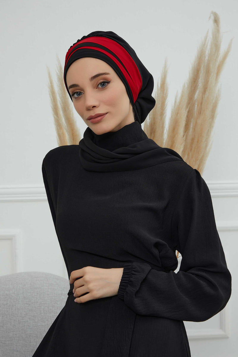 وشاح شيفون خفيف الوزن متعدد الألوان من لونين لأغطية الرأس للنساء بتصميم أنيق وأنيق، HT-52