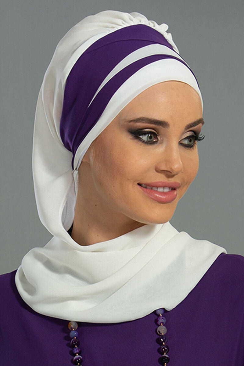 وشاح شيفون خفيف الوزن متعدد الألوان من لونين لأغطية الرأس للنساء بتصميم أنيق وأنيق، HT-52