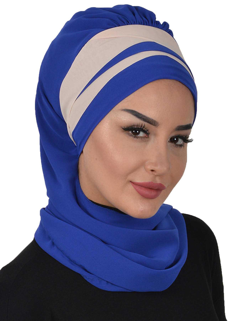 وشاح شيفون خفيف الوزن متعدد الألوان من لونين لأغطية الرأس للنساء بتصميم أنيق وأنيق، HT-52