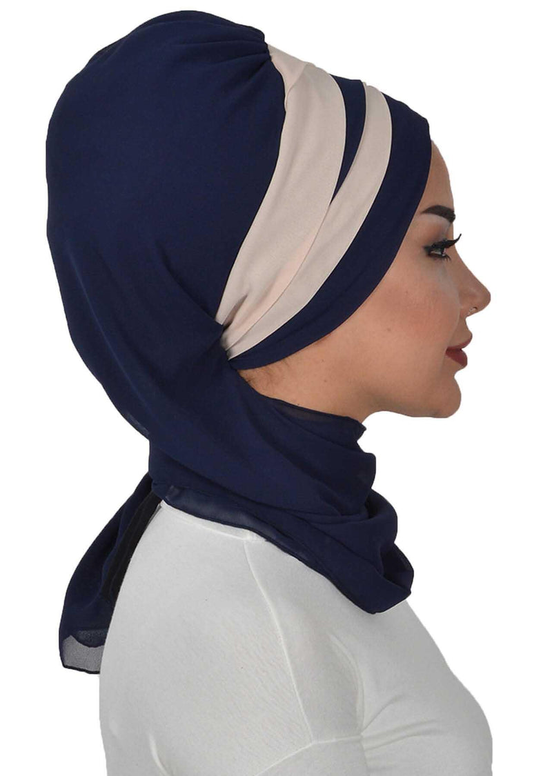 وشاح شيفون خفيف الوزن متعدد الألوان من لونين لأغطية الرأس للنساء بتصميم أنيق وأنيق، HT-52