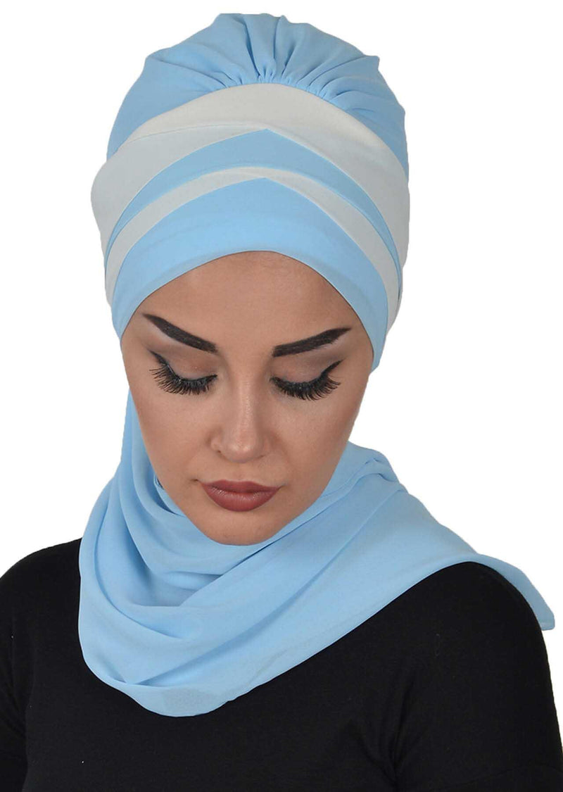 وشاح شيفون خفيف الوزن متعدد الألوان من لونين لأغطية الرأس للنساء بتصميم أنيق وأنيق، HT-52