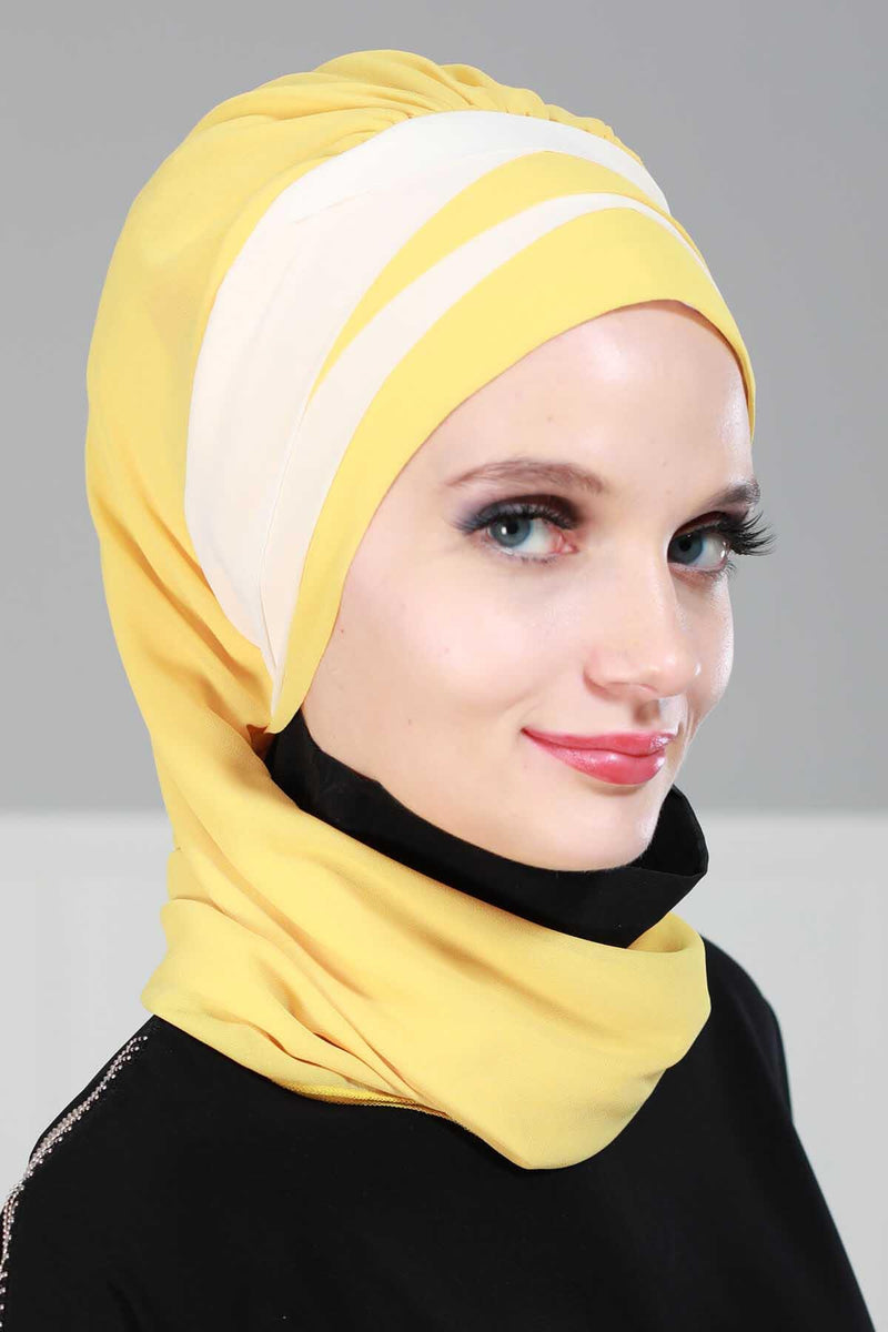 وشاح شيفون خفيف الوزن متعدد الألوان من لونين لأغطية الرأس للنساء بتصميم أنيق وأنيق، HT-52