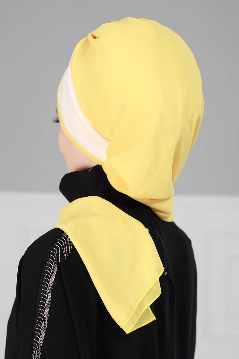 وشاح شيفون خفيف الوزن متعدد الألوان من لونين لأغطية الرأس للنساء بتصميم أنيق وأنيق، HT-52