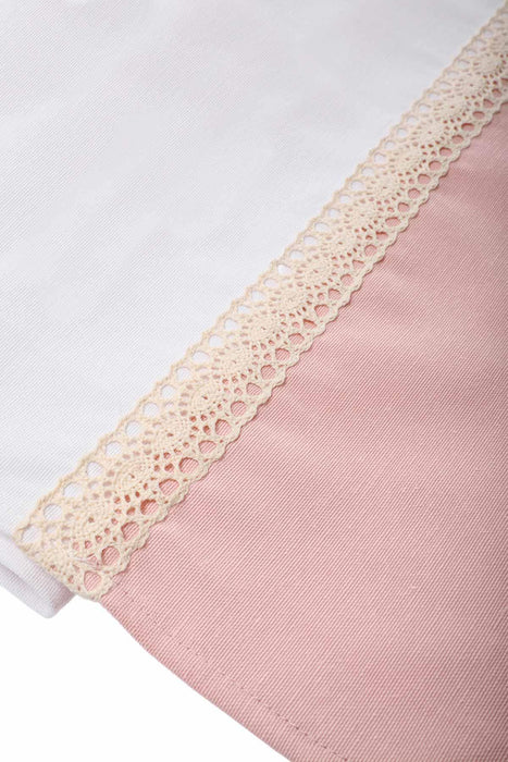 Two Colors Trimmed Linen Textured Fabric Table Runner with Lace Embroidery Table Cloth for Home Kitchen Decorations Parties, BBQs,,R-28K