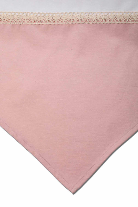 Two Colors Trimmed Linen Textured Fabric Table Runner with Lace Embroidery Table Cloth for Home Kitchen Decorations Parties, BBQs,,R-28K