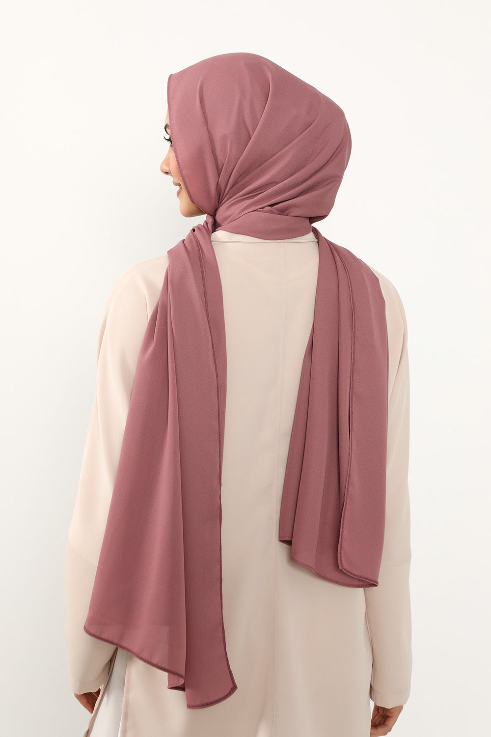 Two Piece Crepe Hijab Set with Cotton Bonnet, Lightweight Modest Scarf and Undercap Combo for Women,PS-50 Dusty Rose