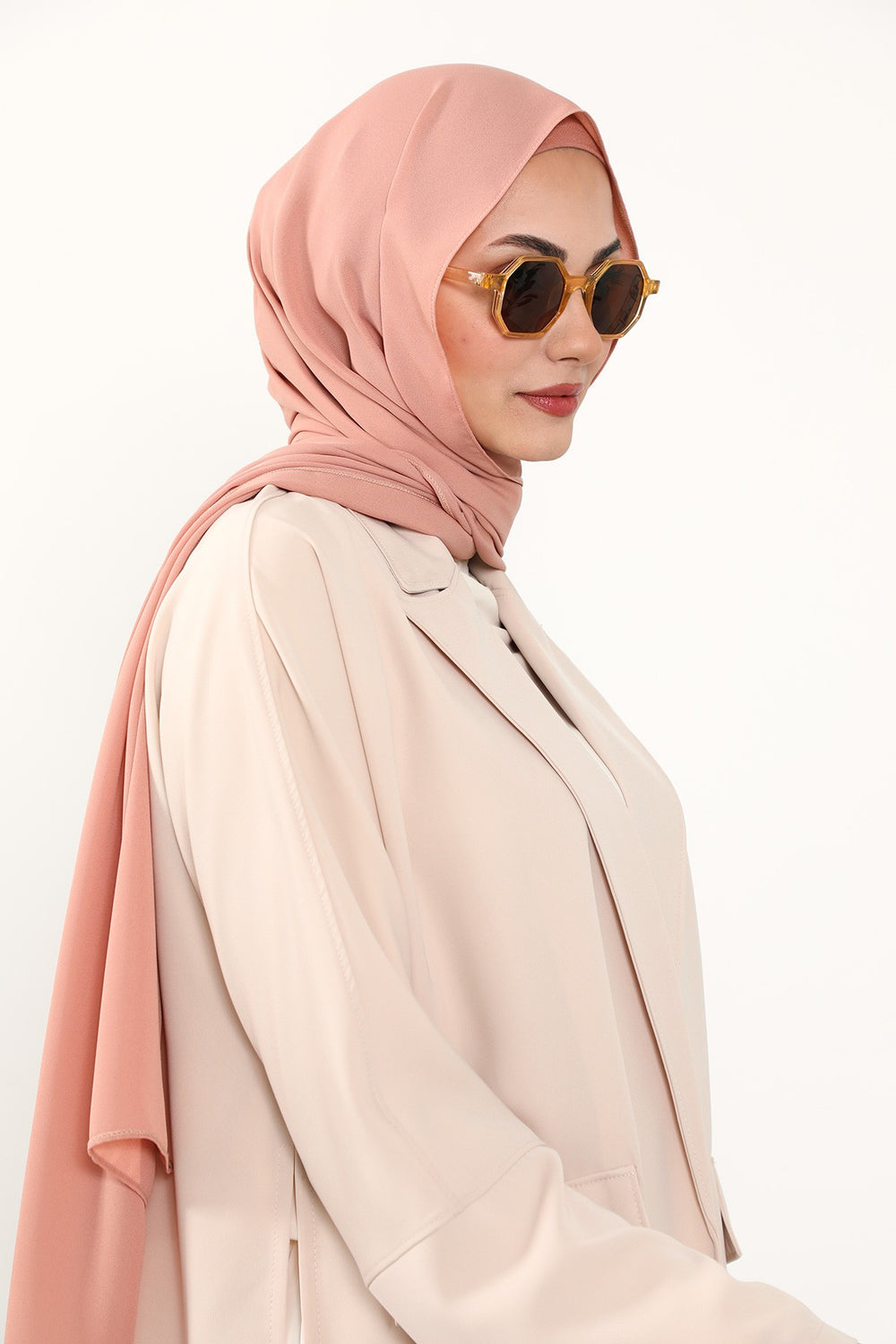 Two Piece Crepe Hijab Set with Cotton Bonnet, Lightweight Modest Scarf and Undercap Combo for Women,PS-50 Cappucino