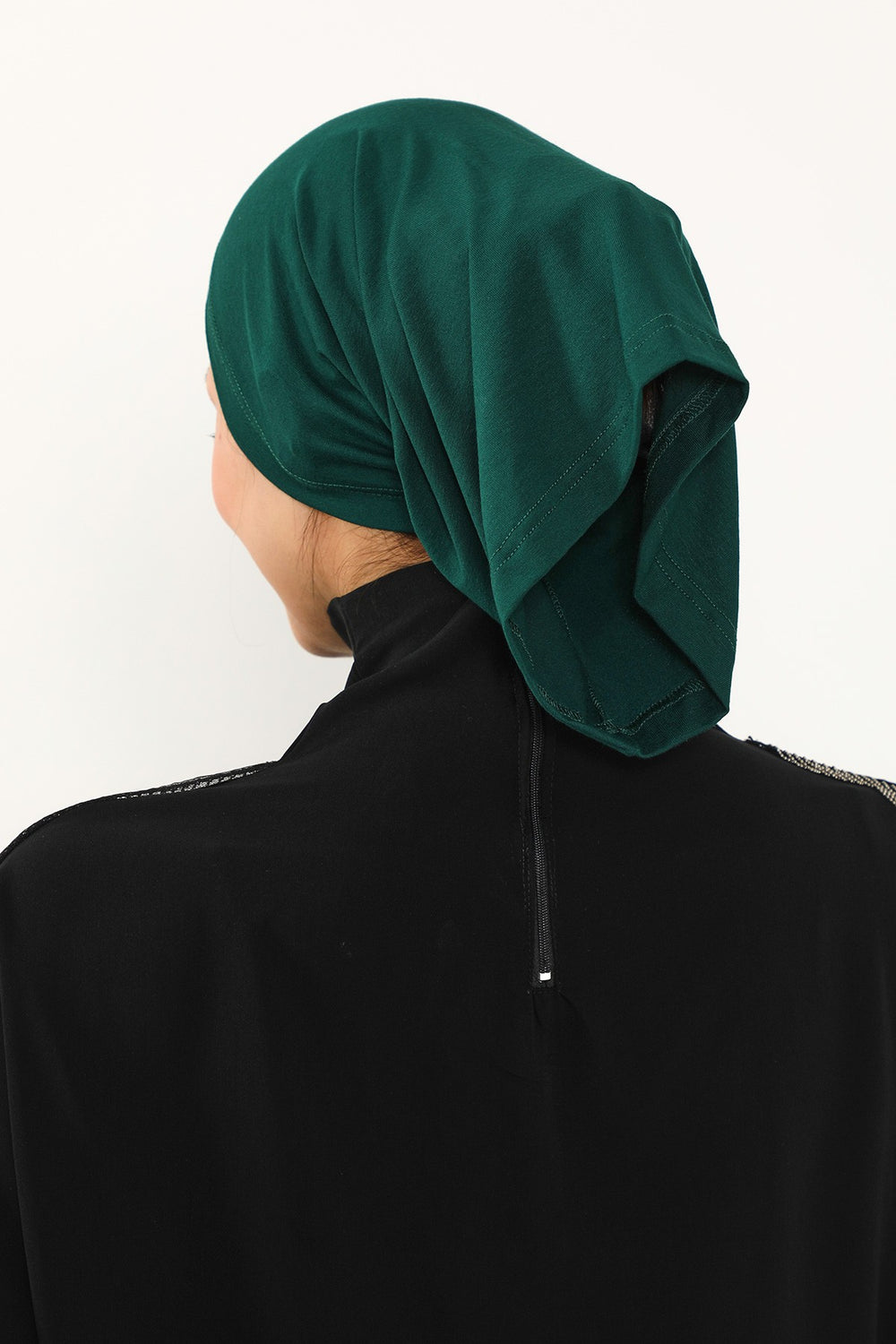 Two Piece Crepe Hijab Set with Cotton Bonnet, Lightweight Modest Scarf and Undercap Combo for Women,PS-50 Green
