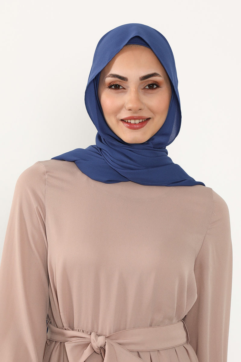 Two Piece Crepe Hijab Set with Cotton Bonnet, Lightweight Modest Scarf and Undercap Combo for Women,PS-50