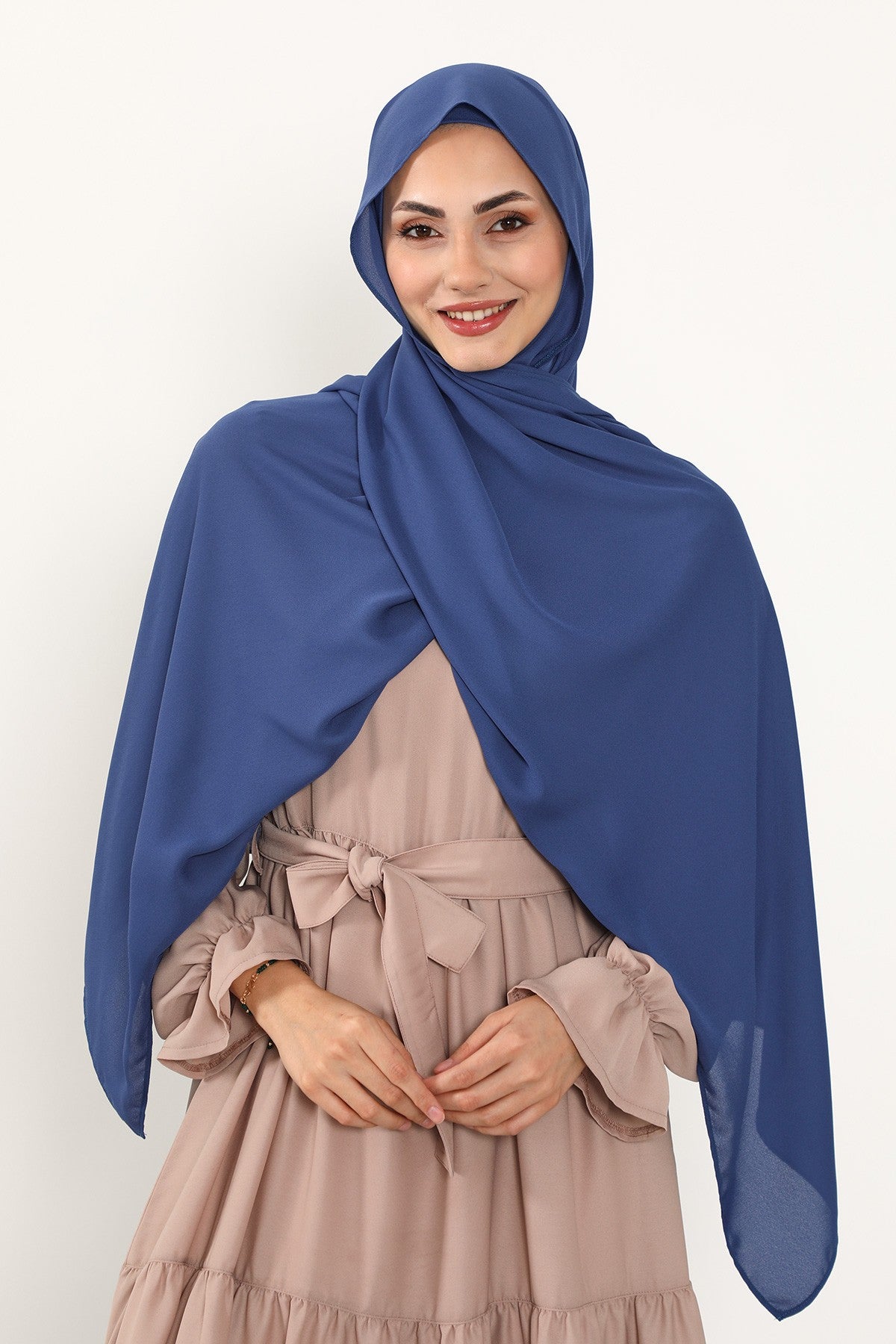 Two Piece Crepe Hijab Set with Cotton Bonnet, Lightweight Modest Scarf and Undercap Combo for Women,PS-50 Ivory