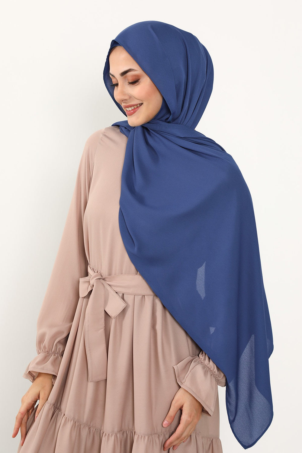 Two Piece Crepe Hijab Set with Cotton Bonnet, Lightweight Modest Scarf and Undercap Combo for Women,PS-50 Ivory