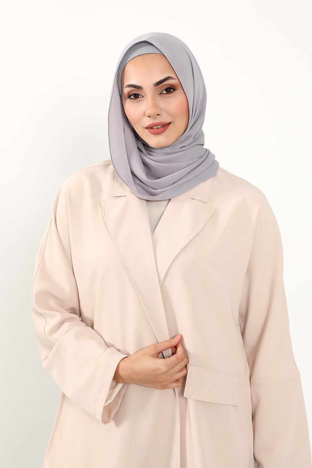 Two Piece Crepe Hijab Set with Cotton Bonnet, Lightweight Modest Scarf and Undercap Combo for Women,PS-50 Grey