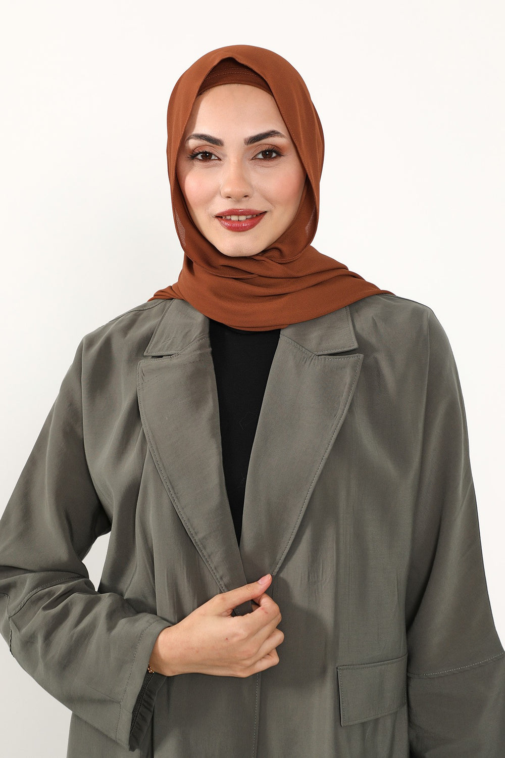Two Piece Crepe Hijab Set with Cotton Bonnet, Lightweight Modest Scarf and Undercap Combo for Women,PS-50 Tile Red