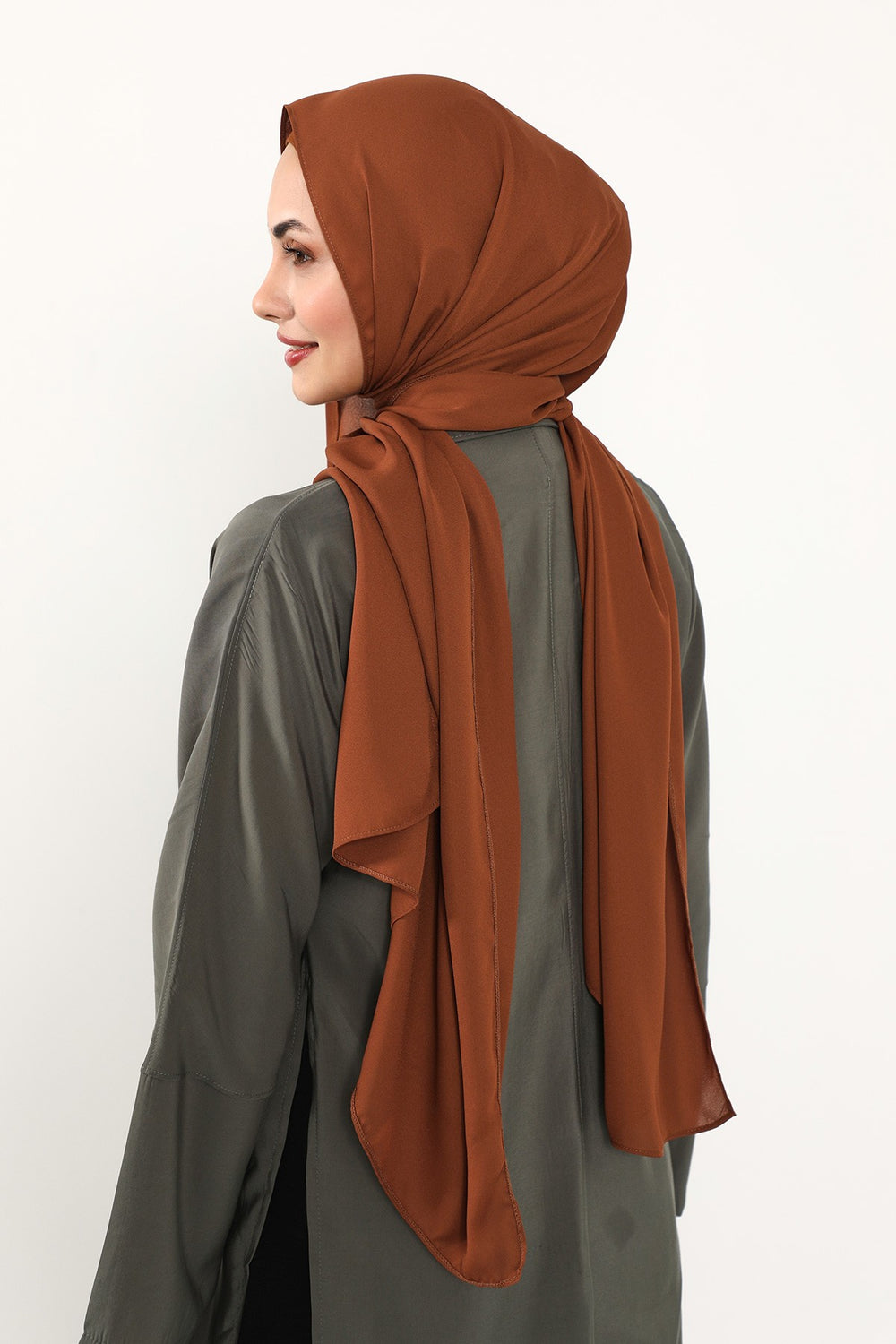 Two Piece Crepe Hijab Set with Cotton Bonnet, Lightweight Modest Scarf and Undercap Combo for Women,PS-50 Tile Red