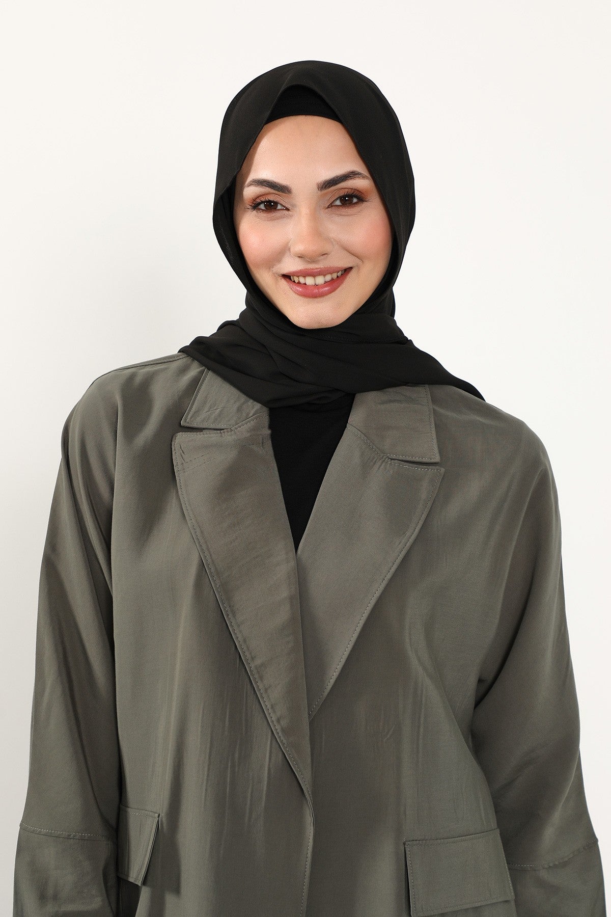 Two Piece Crepe Hijab Set with Cotton Bonnet, Lightweight Modest Scarf and Undercap Combo for Women,PS-50 Black