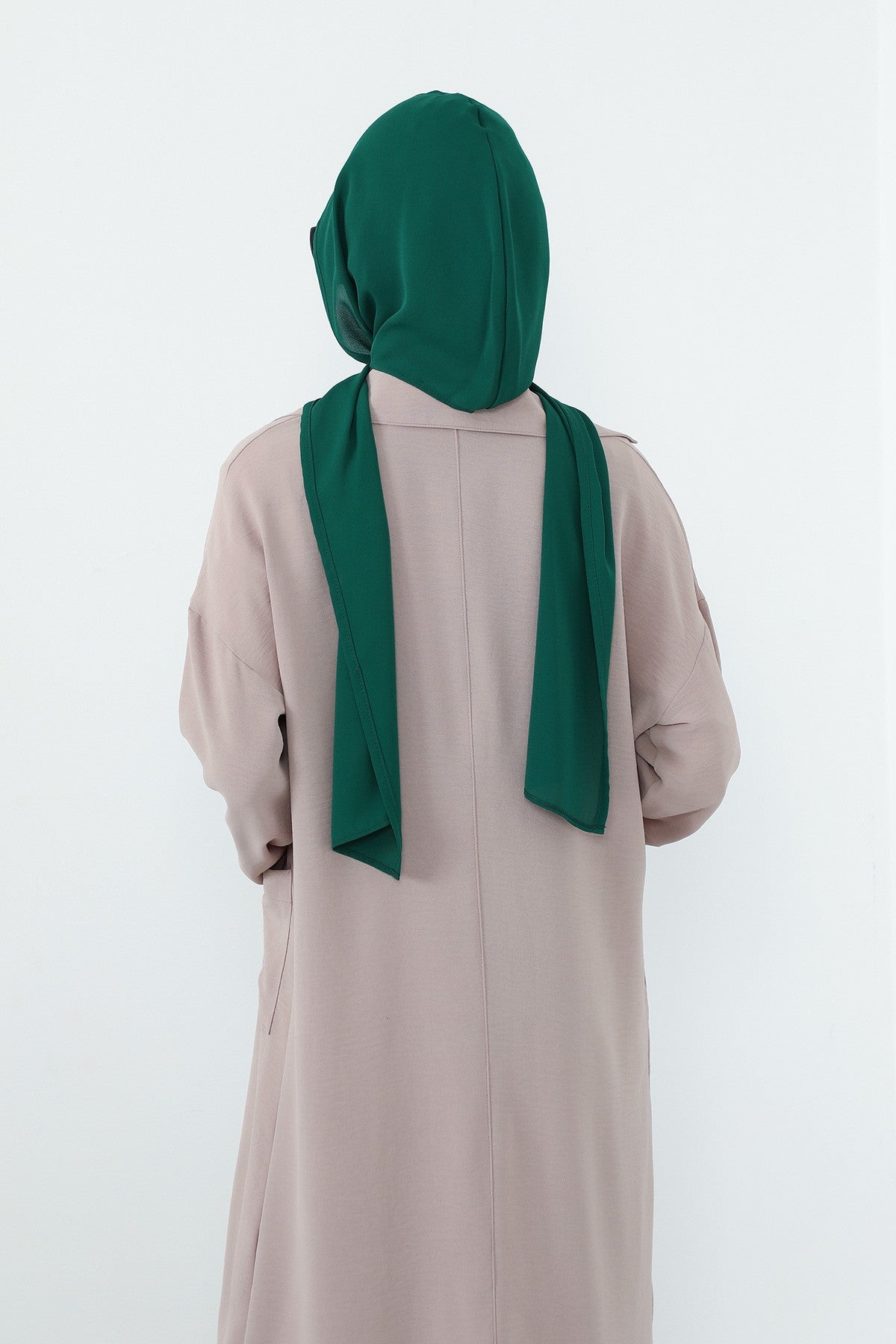 Two Piece Hijab Set Crepe Shawl with Cotton Under Cap Bonnet, Lightweight Modest Scarf and Undercap Combo for Women,PS-56 Green