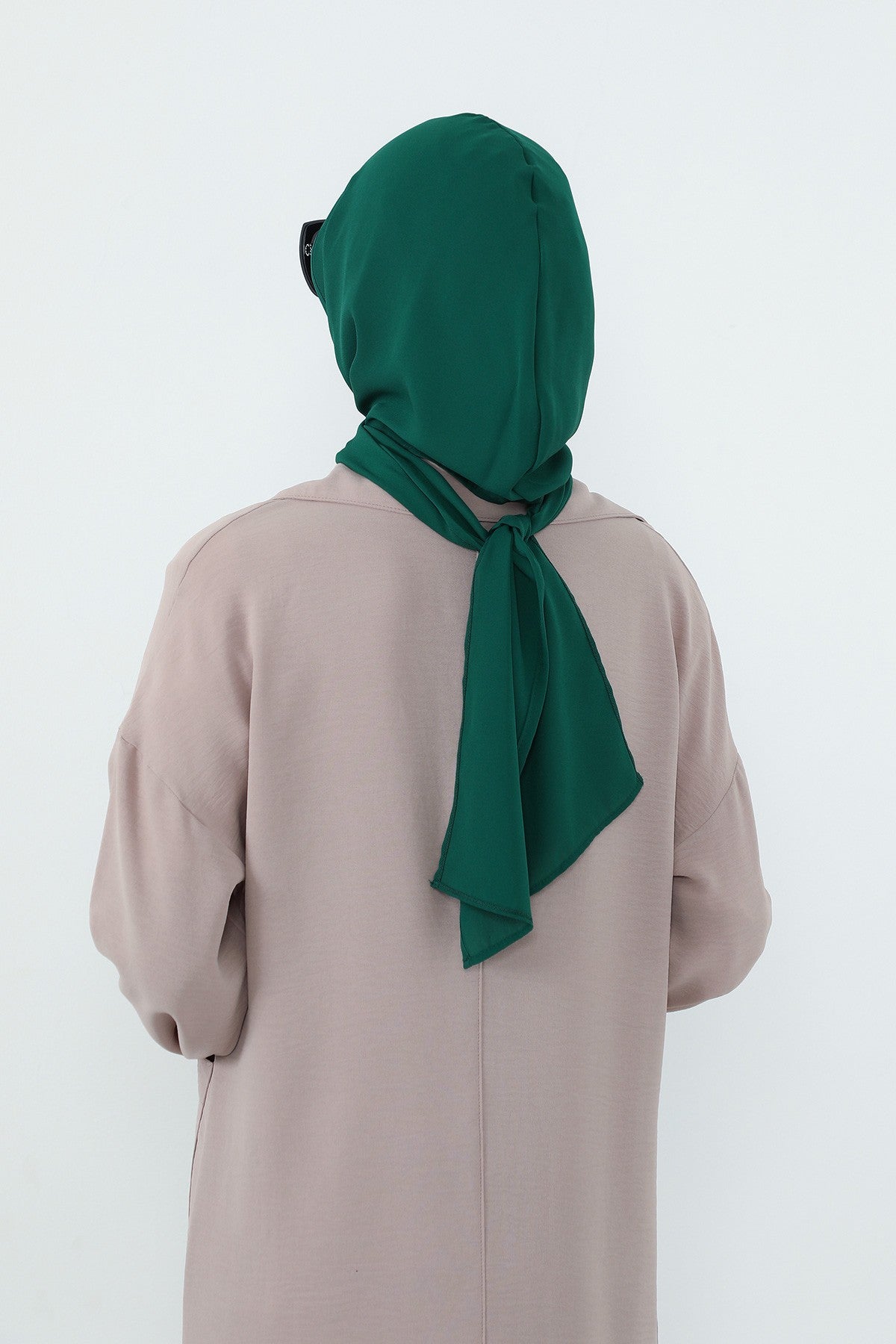 Two Piece Hijab Set Crepe Shawl with Cotton Under Cap Bonnet, Lightweight Modest Scarf and Undercap Combo for Women,PS-56 Green