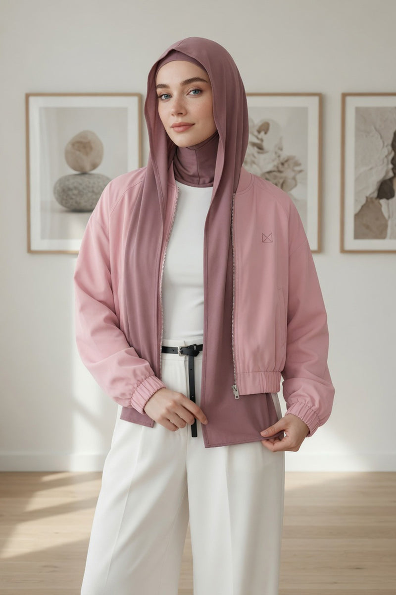Two Piece Hijab Set Crepe Shawl with Cotton Under Cap Bonnet, Lightweight Modest Scarf and Undercap Combo for Women,PS-56