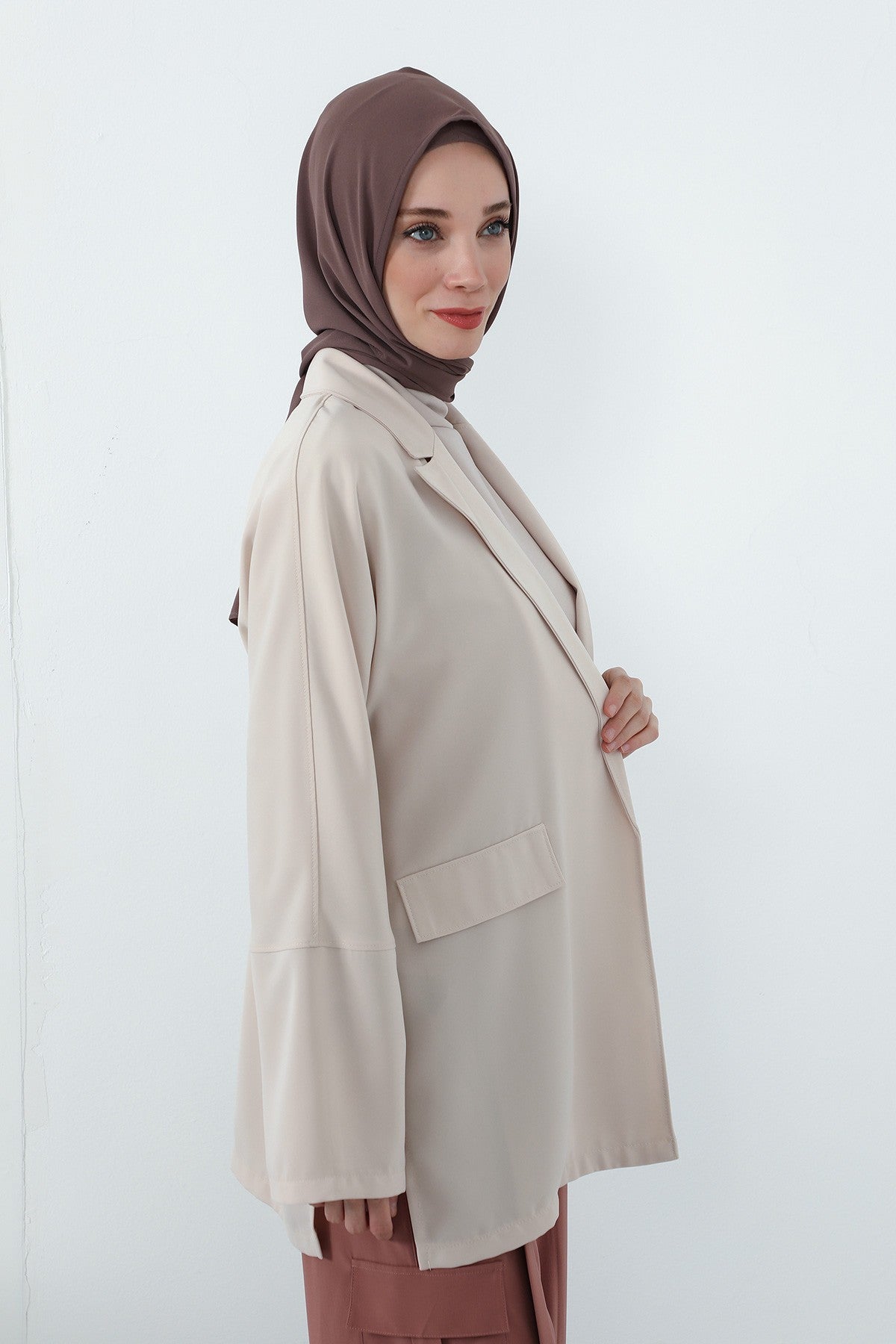 Two Piece Hijab Set Crepe Shawl with Cotton Under Cap Bonnet, Lightweight Modest Scarf and Undercap Combo for Women,PS-56 Chocolate