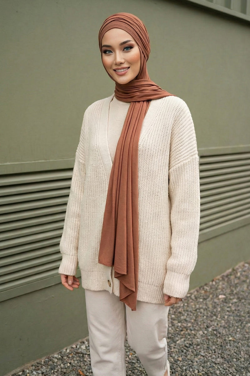 Two-Piece Jersey Hijab Set – Soft Scarf and Matching Undercap, Plain Jersey Hijab & Undercap Set for Everyday Wear,PS-57