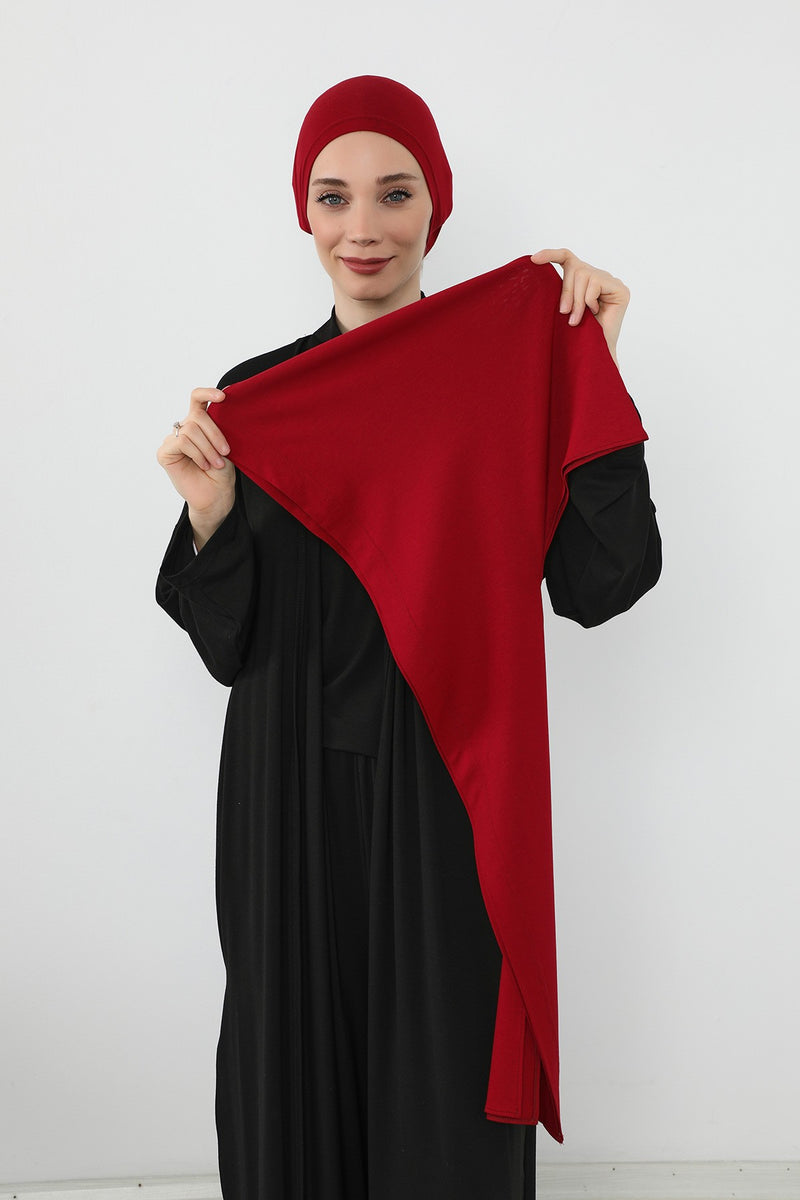 Two-Piece Jersey Hijab Set – Soft Scarf and Matching Undercap, Plain Jersey Hijab & Undercap Set for Everyday Wear,PS-57