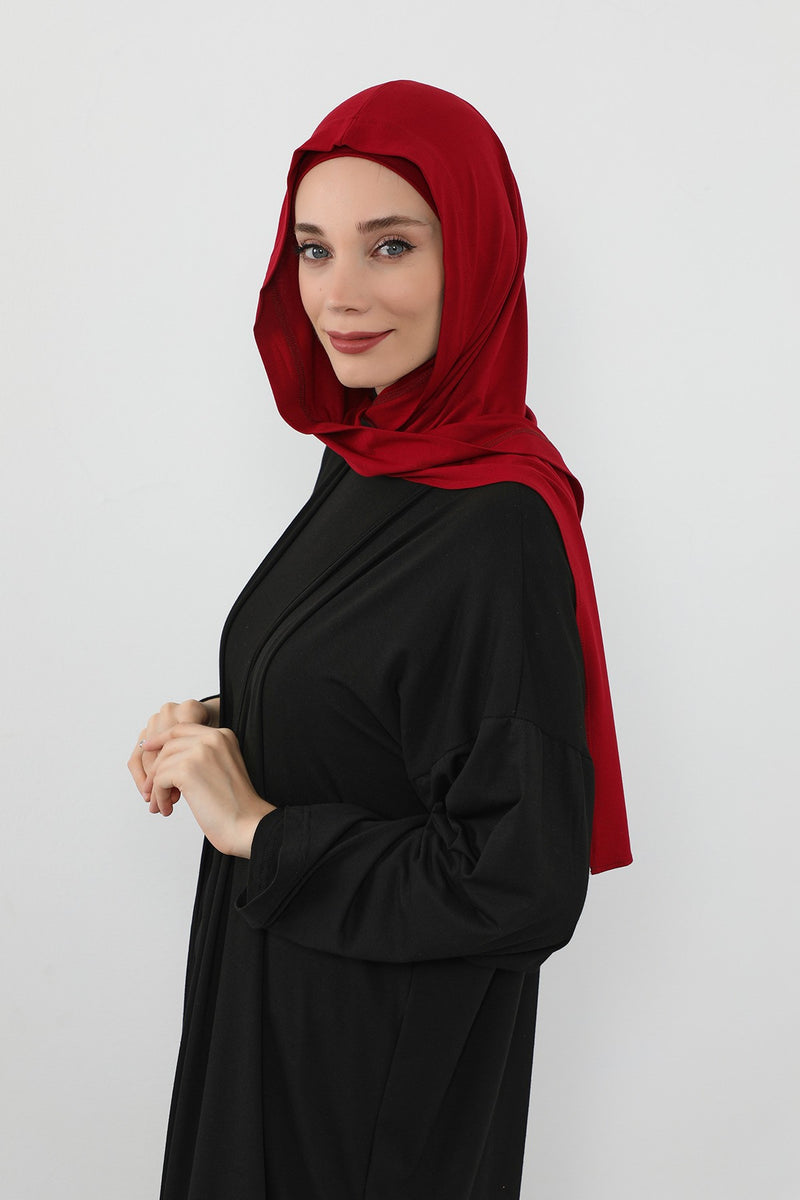 Two-Piece Jersey Hijab Set – Soft Scarf and Matching Undercap, Plain Jersey Hijab & Undercap Set for Everyday Wear,PS-57