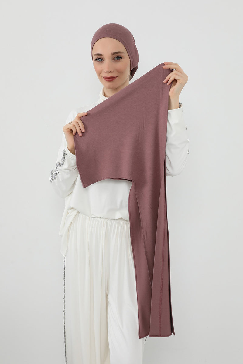 Two-Piece Jersey Hijab Set – Soft Scarf and Matching Undercap, Plain Jersey Hijab & Undercap Set for Everyday Wear,PS-57
