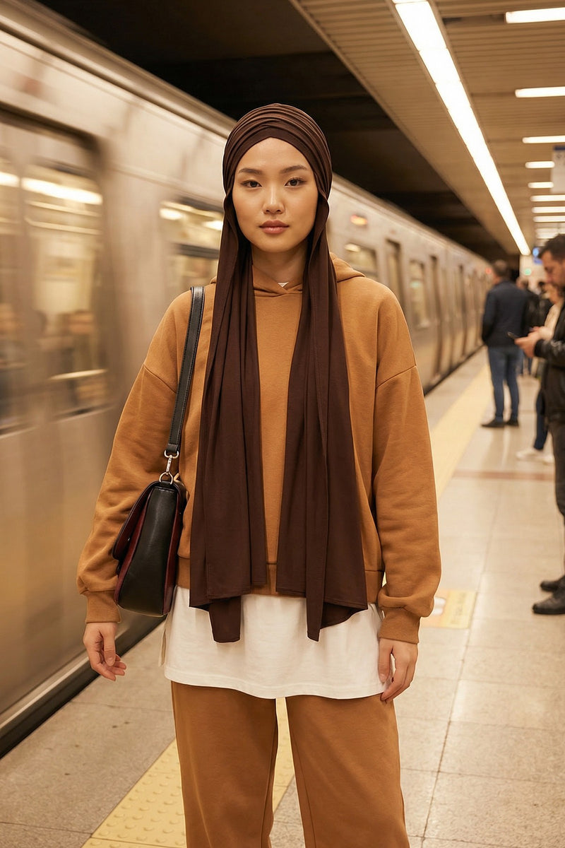 Two-Piece Jersey Hijab Set – Soft Scarf and Matching Undercap, Plain Jersey Hijab & Undercap Set for Everyday Wear,PS-57