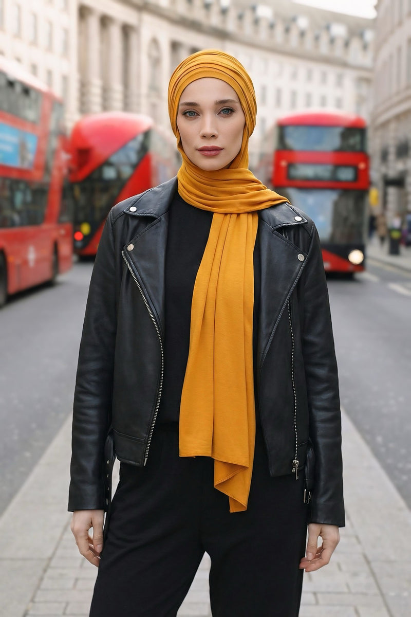 Two-Piece Jersey Hijab Set – Soft Scarf and Matching Undercap, Plain Jersey Hijab & Undercap Set for Everyday Wear,PS-57