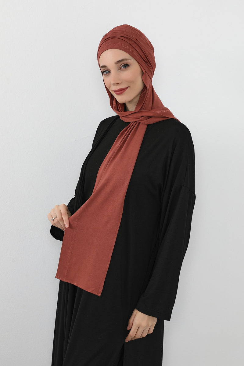 Two-Piece Jersey Hijab Set – Soft Scarf and Matching Undercap, Plain Jersey Hijab & Undercap Set for Everyday Wear,PS-57