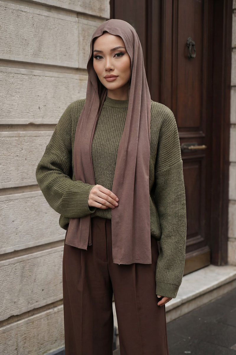 Two-Piece Jersey Hijab Set – Soft Scarf and Matching Undercap, Plain Jersey Hijab & Undercap Set for Everyday Wear,PS-57