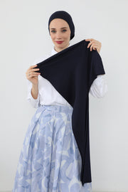 Two-Piece Jersey Hijab Set – Soft Scarf and Matching Undercap, Plain Jersey Hijab & Undercap Set for Everyday Wear,PS-57 Navy Blue